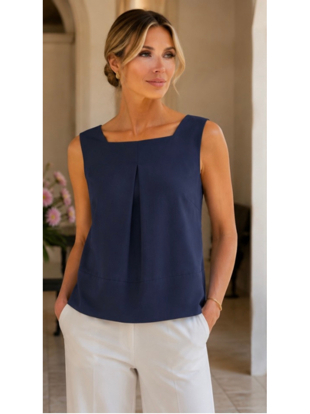 Marni Tank Top Size 42/6 Blue Silk Cotton Blend New w Tags